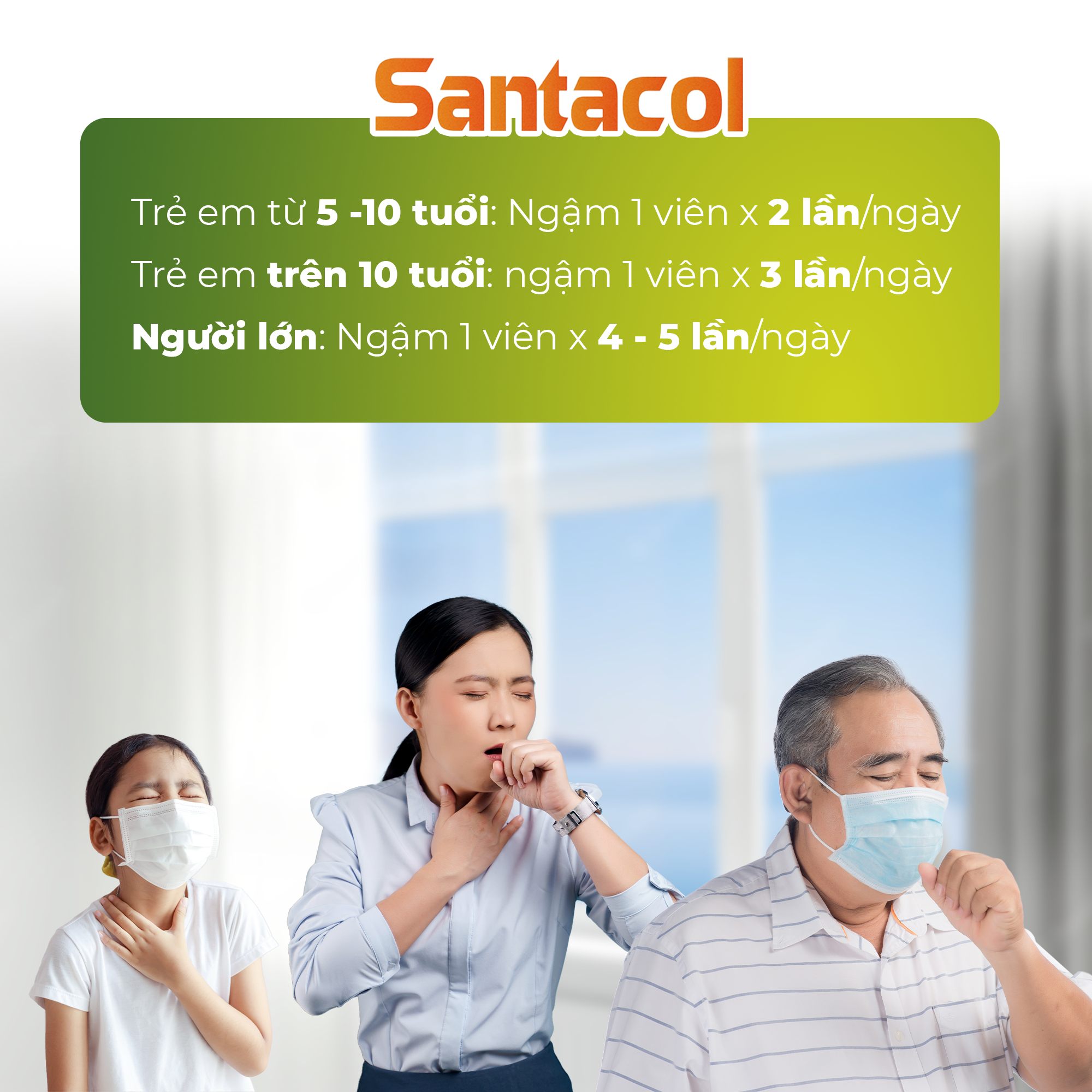 Viên Ngậm Ho Hỗ Trợ Giảm Đờm Giảm Đau Họng Do Viêm Họng & Viêm Phế Quản Santacol Hộp 24 Viên