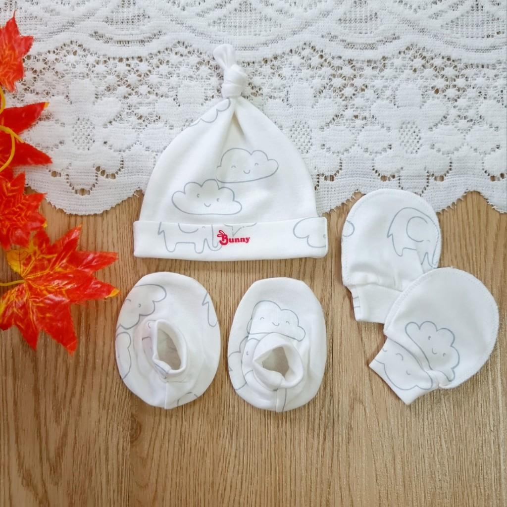 Set Nón - Bao Tay Bao Chân Chất Cotton Mềm mại, Co Giãn - BunnyBaby - Sọc đỏ