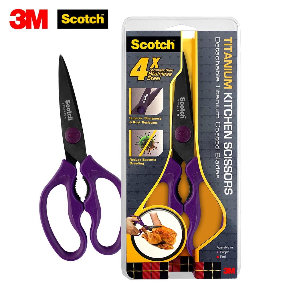 Kéo nhà bếp Scotch 3M tay cầm màu tím cao cấp có thể tháo rời, lưỡi kéo sắc bén, chống gỉ sét, kháng khuẩn KS-DT, Purple