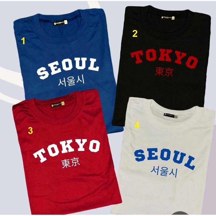 Áo phông 3158 cotton khô - Áo in chữ SEOUL TOKYO tay lỡ dáng rộng