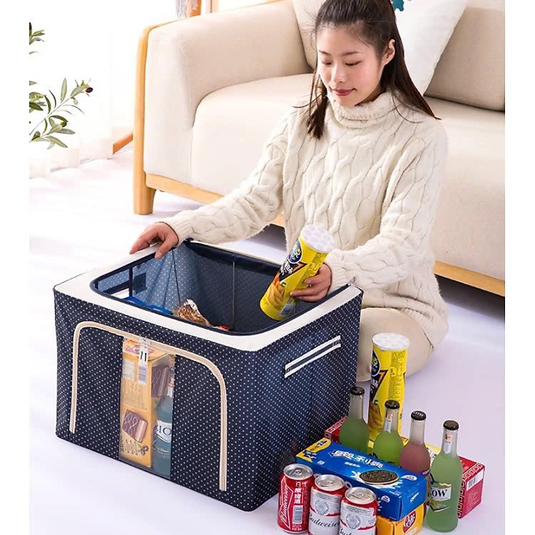 Túi Đựng Chăn Màn - Hộp Đựng Quần Áo Khung Sắt Gấp Gọn - Màu Ngẫu Nhiên