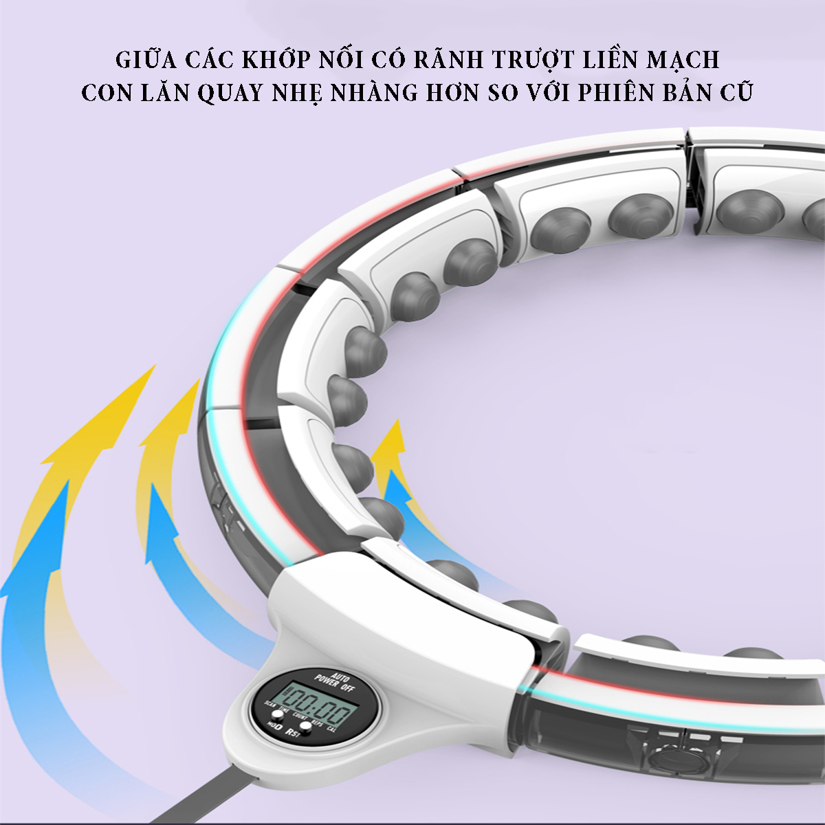 Vòng lắc eo thông minh với đầu massage từ tính có màn hình led đếm số lần, số vòng quay, lượng calo tiêu thụ, điều chỉnh kích cỡ theo cân nặng