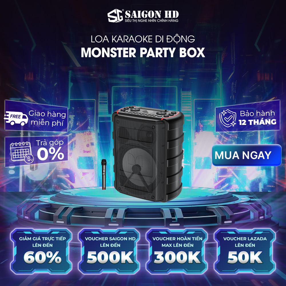 Loa bluetooth ngoài trời MONSTER Party Box - Hàng chính hãng, giá tốt