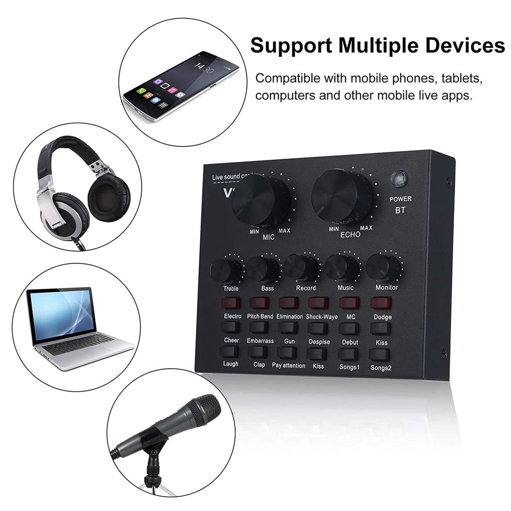 Sound Card V8 Có Bluetooth Thu Âm Livestream