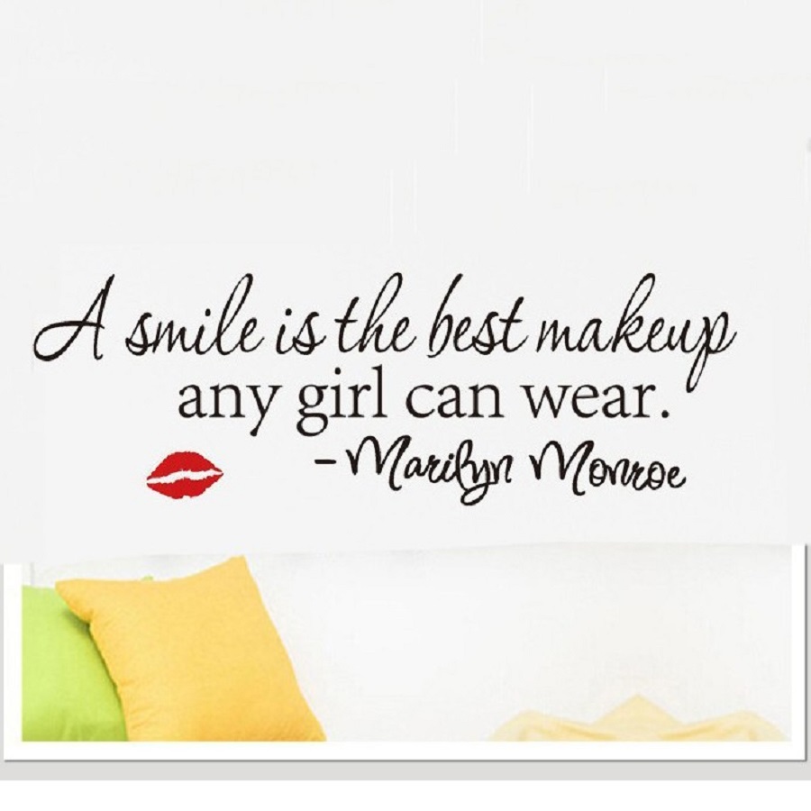 Decal dán tường chữ truyền động lực A SMILE IS THE BEST MAKE UP ENY GIRL CAN WEAR