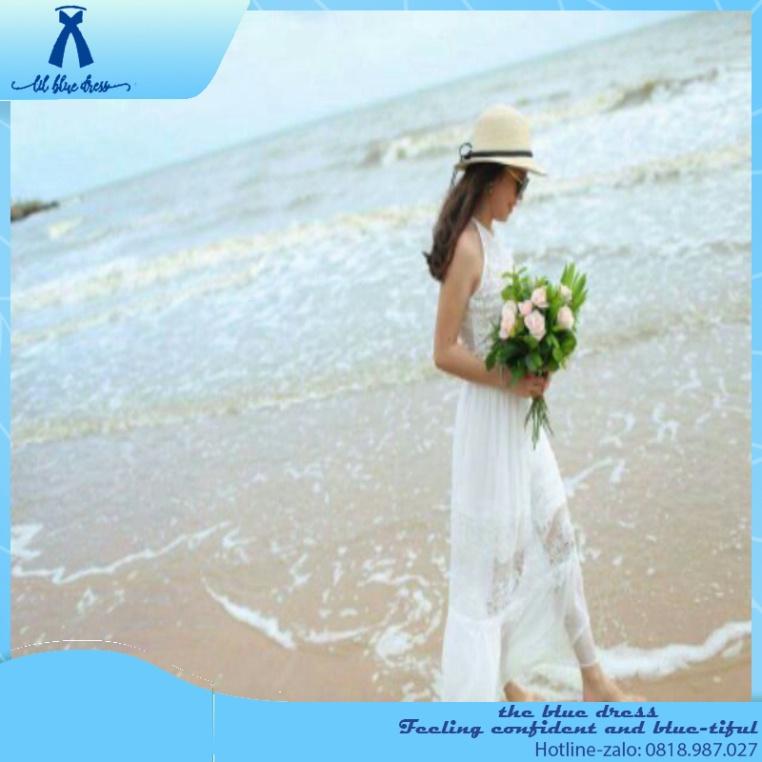 QUẢNG CHÂU CAO CẤP Đầm thiết kế maxi ren trắng - đầm đi tiệc - đầm đi biển bigs