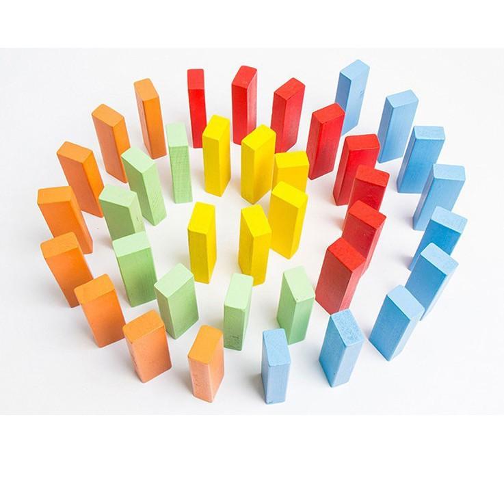 Đồ Chơi Rút Gỗ Màu Domino 54 Thanh Babo Xếp Tầng Tháp Jenga - Size Lớn, Sơn Gỗ Mịn Đẹp