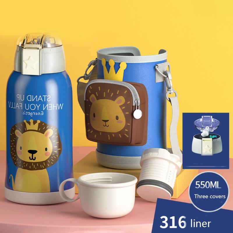 QXNA Hoạt Hình Dễ Thương Hút Chân Không Cách Nhiệt Nước Đơn Giản Nhiệt Căng Tin Cốc Di Động
