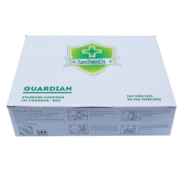 Bao Cao Su Tâm Thiện Chí Guardian Mỏng Trơn 144 Cái Và 42gr Gel Bôi Trơn KLY