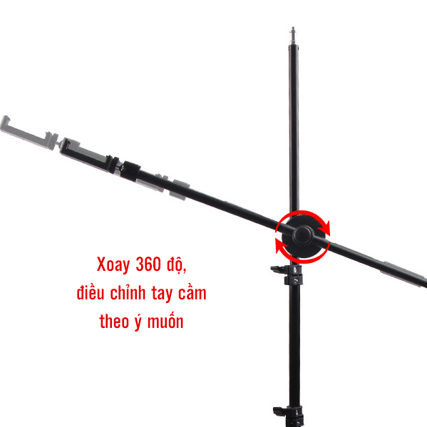 Giá đỡ chân quay video topshot đèn 16cm quay review sản phẩm, livestream, spa phun xăm có đèn chân 2.1m