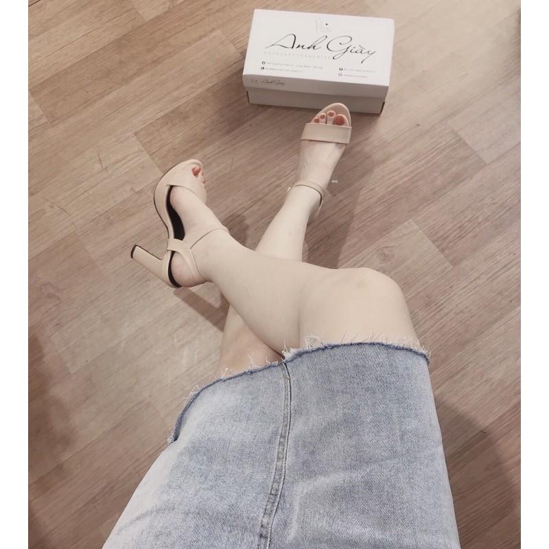 Sandal da lì đúp đế quai ngang gót trụ 12p cực chắc chắn Việt Nam xuất khẩu