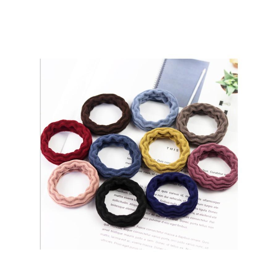 Sét 20 dây buộc tóc bản to trong hộp nhựa trong siêu bền HD17