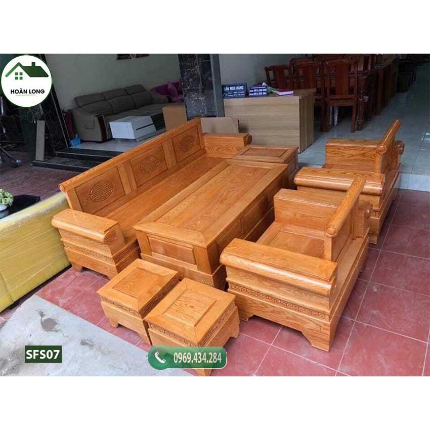 Bộ bàn ghế sofa Pháo gỗ Sồi Nga Phòng khách không gian hiện đại. Hàng 7 món Cực Vip - Miễn phí vận chuyển 50km