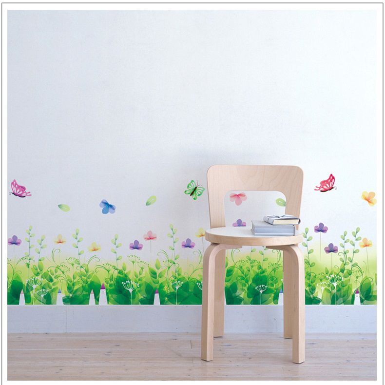 Decal chân tường Hoa cỏ xanh 2 AmyShop DCT030 - 2 bộ