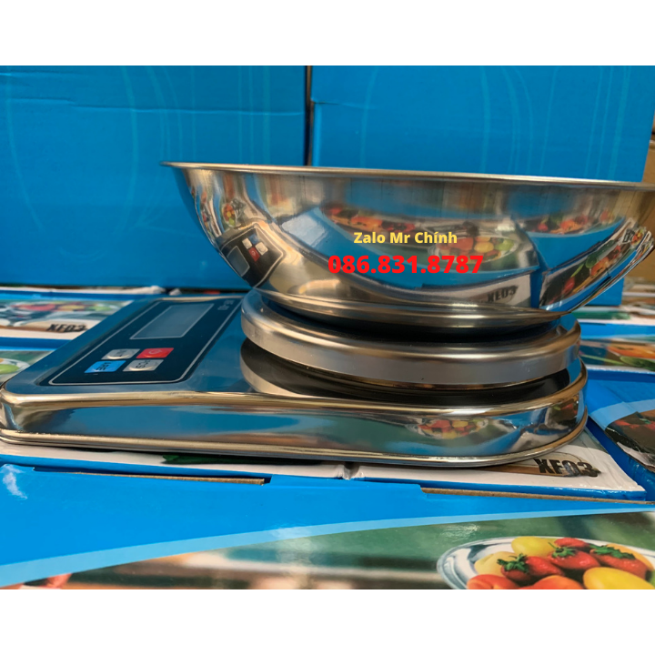 Cân Điện Tử Nhà Bếp Chính Xác Cao 0.1g - 3kg FX03 INOX Không Gỉ. Cân Làm Bánh Độ Chính Xác Cao Kèm 2 Viên pin AA. Kèm Tô Inox