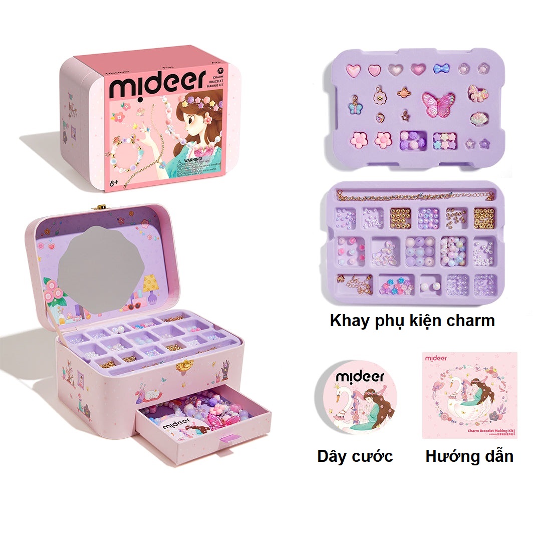 Đồ Chơi Charm Thiết Kế Vòng Cổ, Vòng Tay Cho Bé Gái DIY Mideer Charm Bracelet Making Kit
