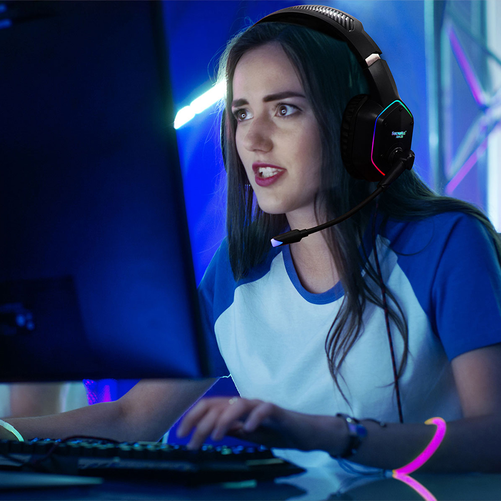 Tai Nghe Chụp Tai Có Micro Tích Hợp SoundMax AH-335 | Tai Nghe Chơi Game Có Đèn LED RGB SoundMax AH335 | Gaming Headset - Hàng Chính Hãng