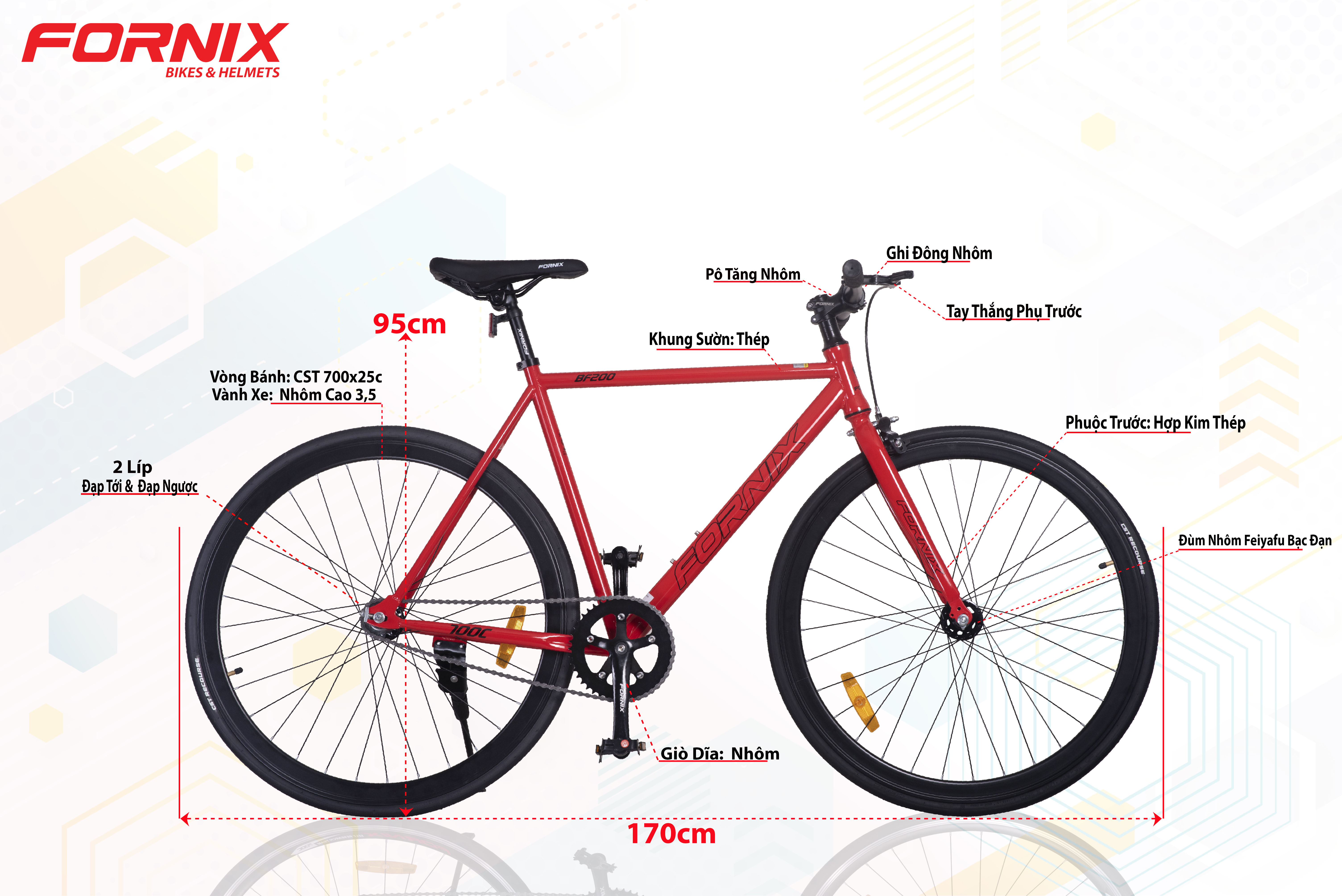 [TRẢ GÓP 0%]  XE ĐẠP FIXED GEAR BF200 - FORNIX - BẢO HÀNH 12 THÁNG