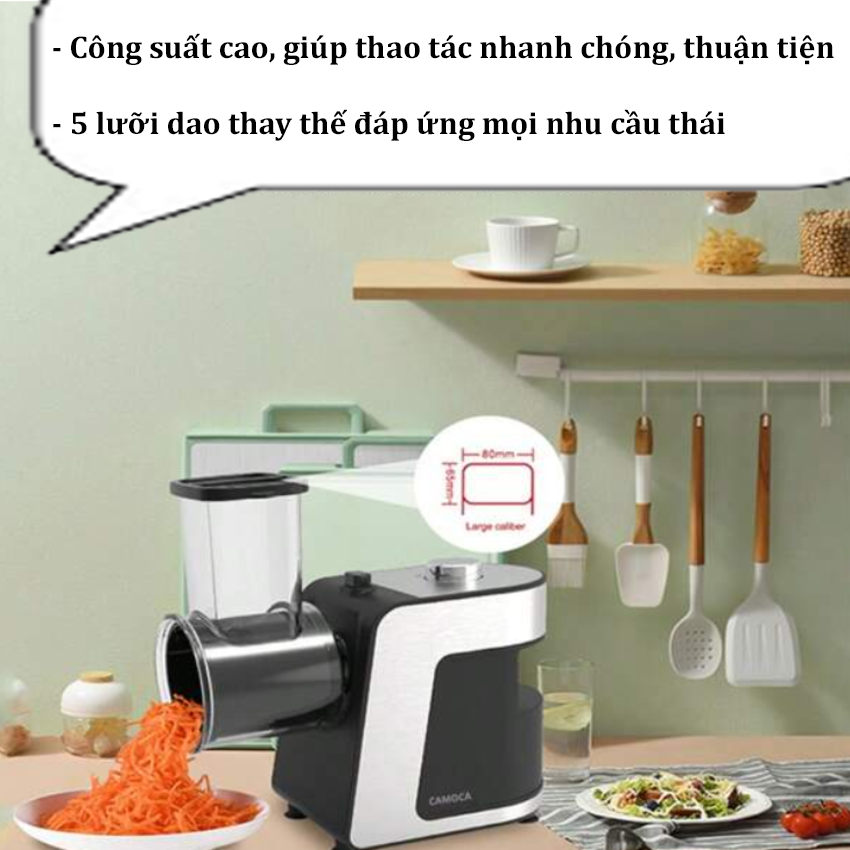 [BẢO HÀNH 1 NĂM - HÀNG CHÍNH HÃNG] Máy thái rau củ quả 5 khuôn cao cấp, 5 lưỡi dao đa năng (5 in 1) , dòng công suất lớn 500W - Thương hiệu Mỹ cao cấp Camoca VSY-S