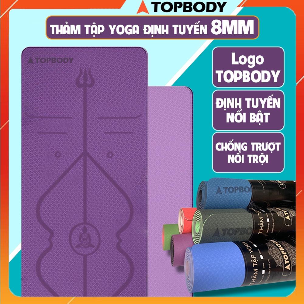 Thảm Tập Yoga, Thảm Yoga Định Tuyến TPE cao cấp 2 lớp tặng kèm túi đựng - Thảm yoga chống trượt TOPBODY