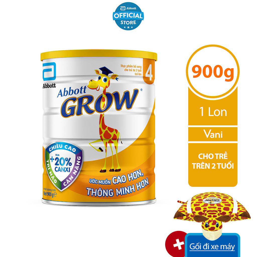 Sữa bột Abbott Grow 4 900g/lon - Tặng gối đi xe máy Grow