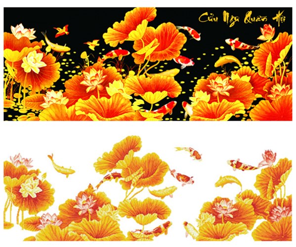 Tranh đính đá cửu ngư quần hội VS119 - 175 x 75 cm - chưa đính