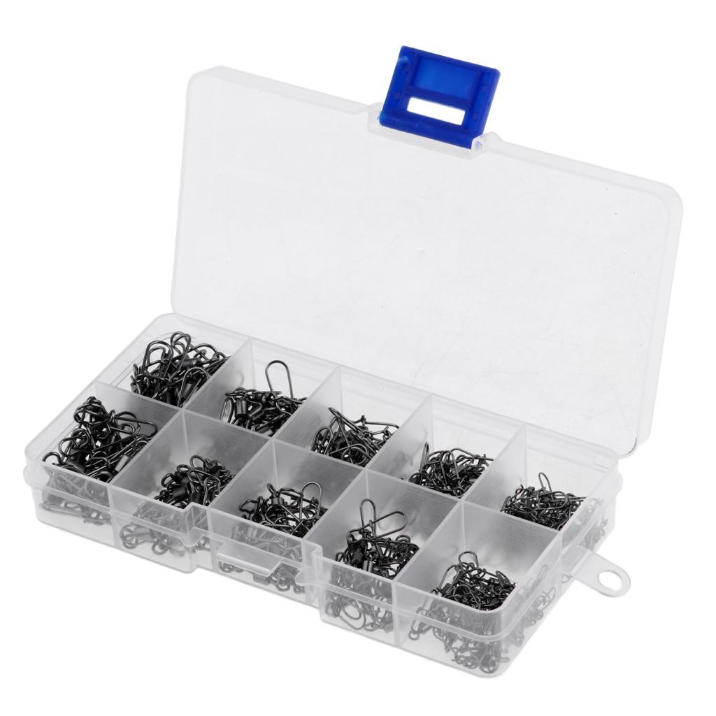 220pcs Stainless Steel Fishing Rolling Swivels with Duolock Snaps Connector