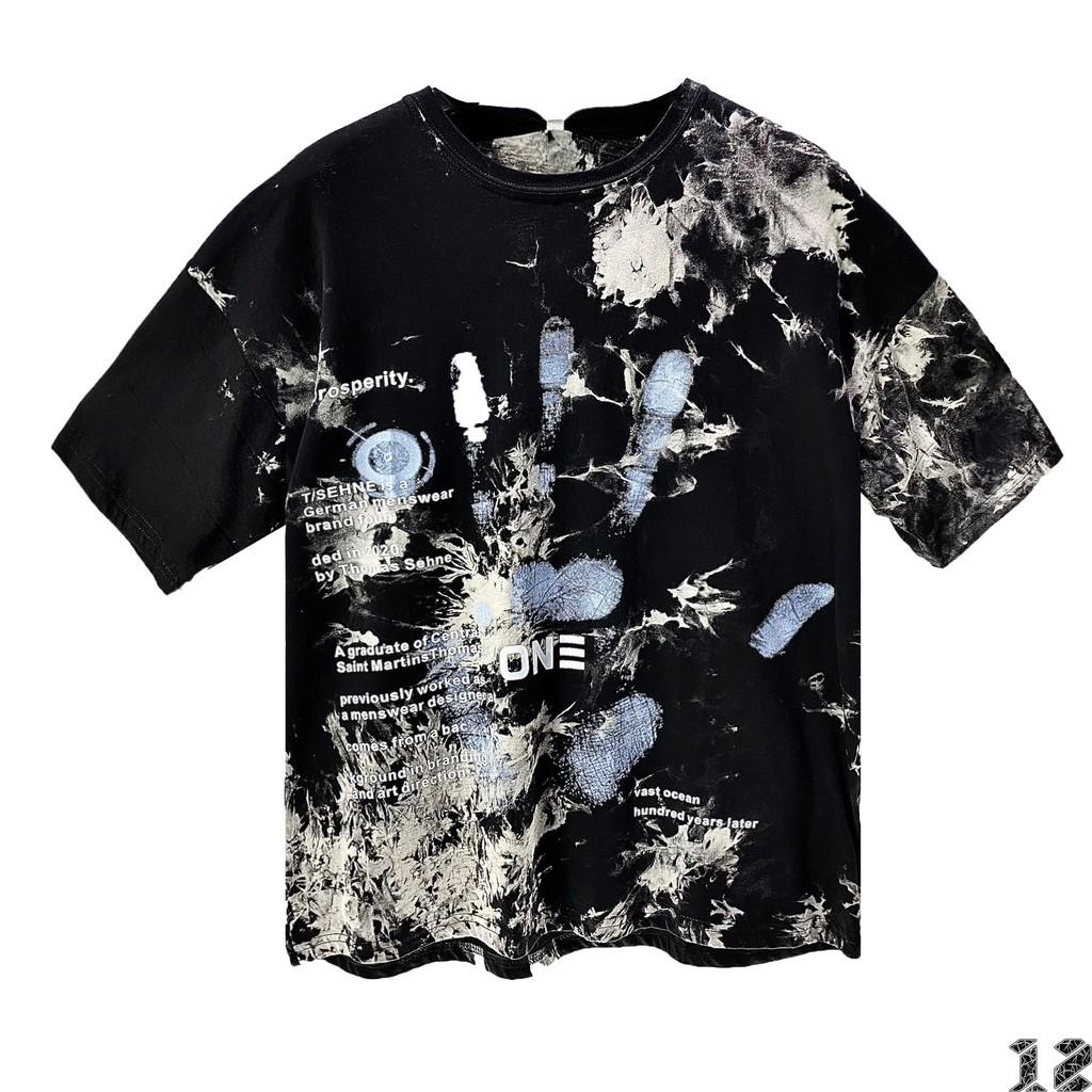 Áo Phông Nam Nữ 12.DESTINY Chi Tiết Tie Dye Loang Đỏ - Đen và Trắng Đen Chất Liệu Cotton Premium