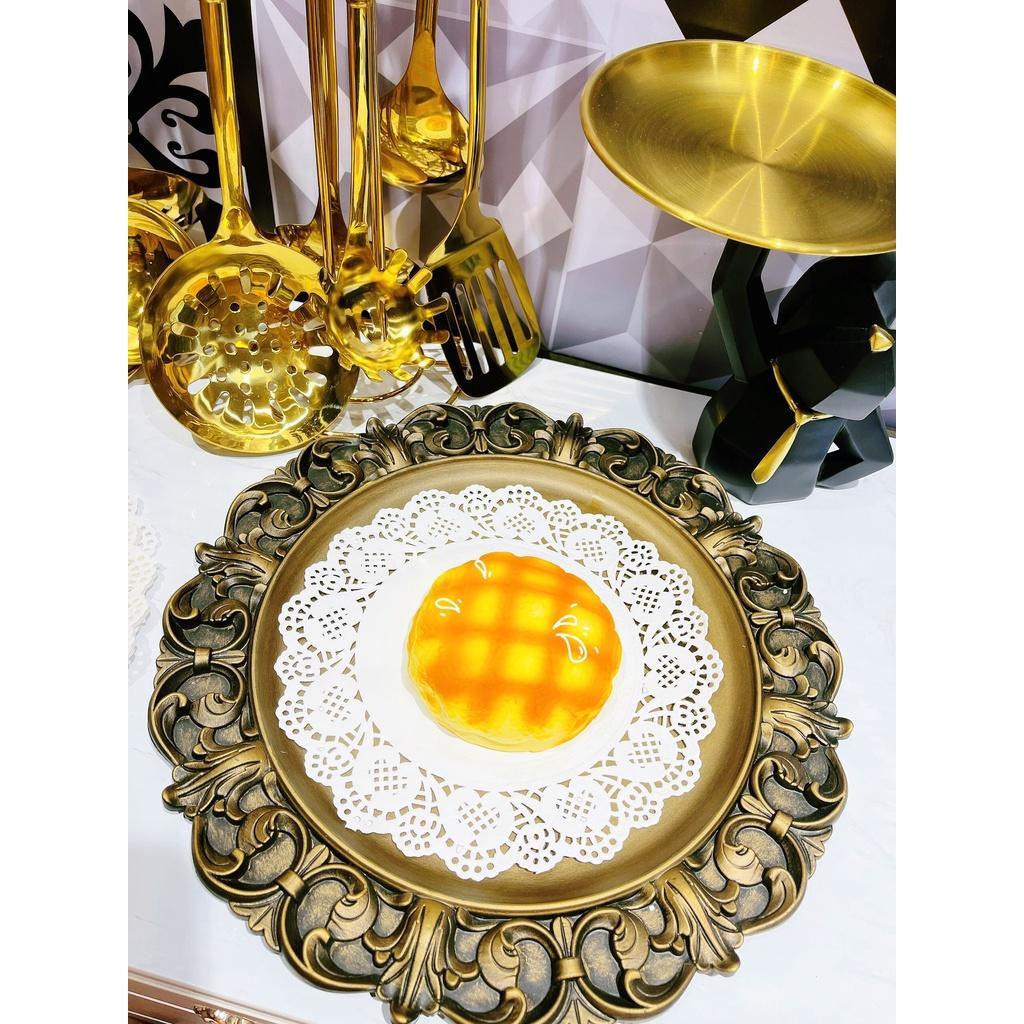 SET 130 TỜ GIẤY THẤM DẦU HÌNH TRÒN ĐỤC LỖ HỌA TIẾT HOA VĂN SIZE 22 cm