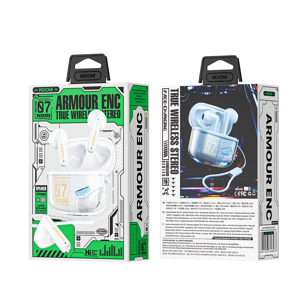 Tai Nghe Bluetooth Wekome WS-07 Armour END Wireles Earphone (Hàng chính hãng)