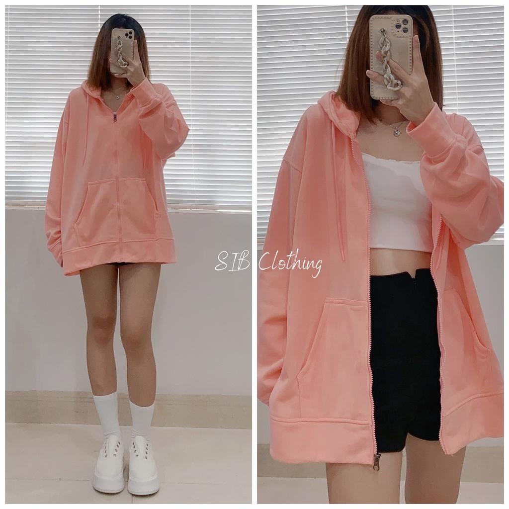 Hoodie zip SIB Clothing áo khoác form rộng có nón trơn SIB027