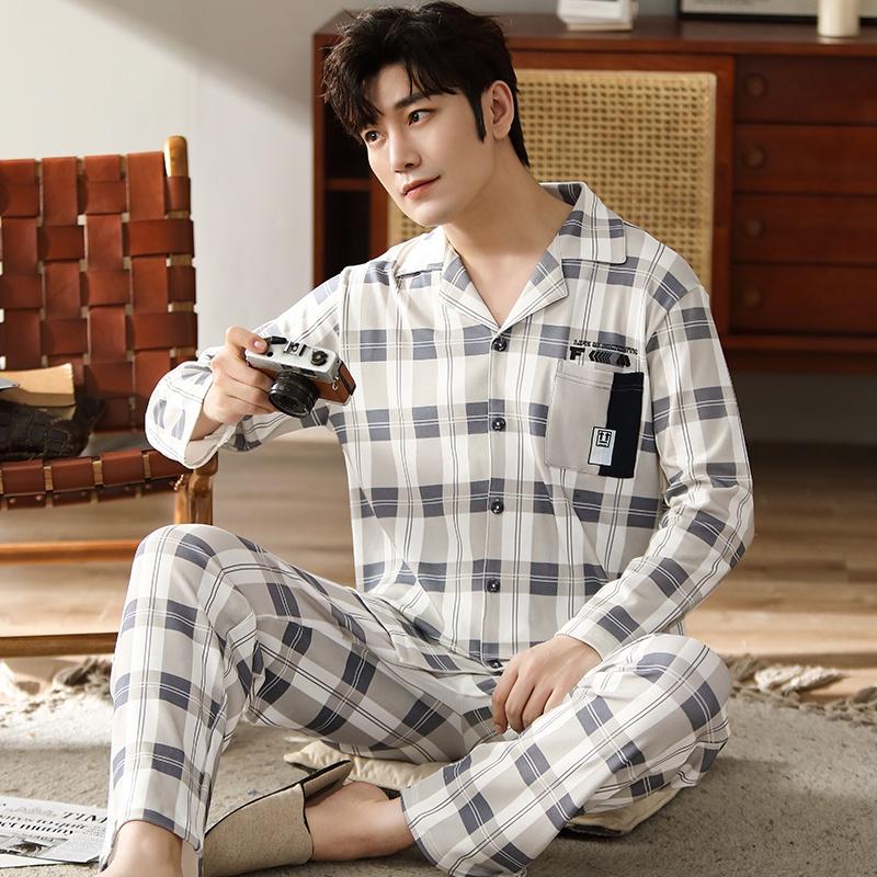 2278 - Bộ Pijama cotton 100% cao cấp, kẻ caro nam tính, tông sáng phối tím nhẹ nhàng độc đáo, size L-3XL