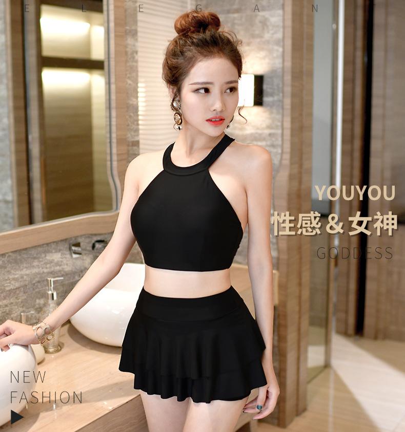 Đồ Bơi nữ Bikini nữ 2 mảnh áo Yếm Chân Váy Hai Tầng Freesize dưới 53kg phong cách Hàn Quốc | QP007