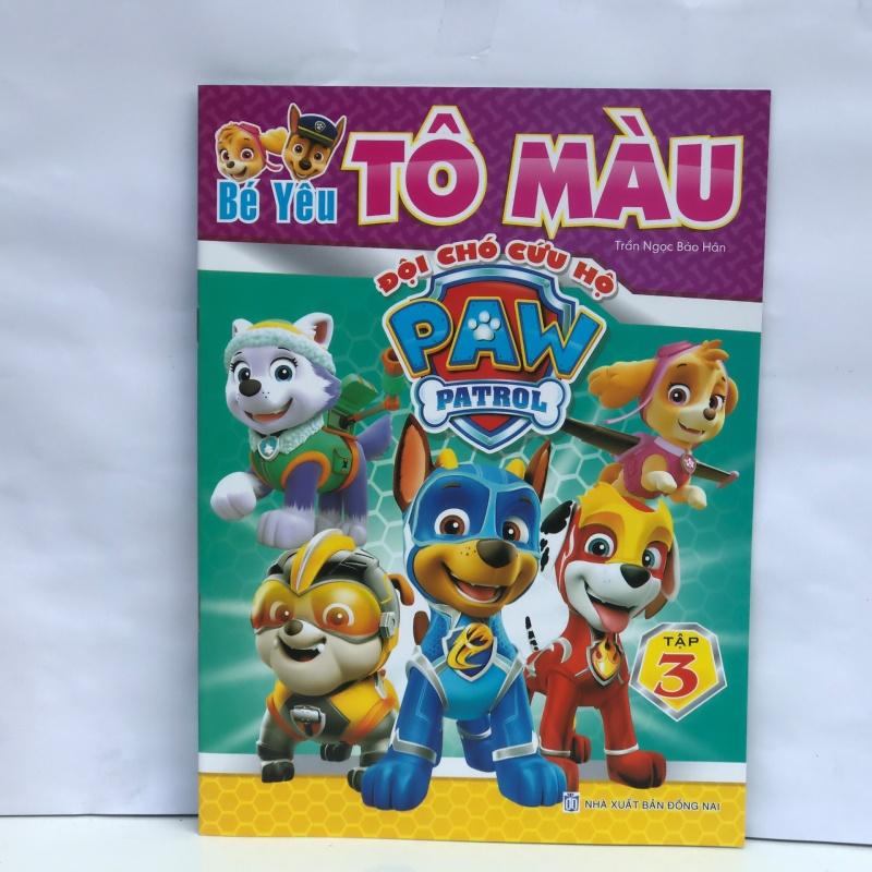 set 4  tập/vở bé tô màu đội chó cứu hộ