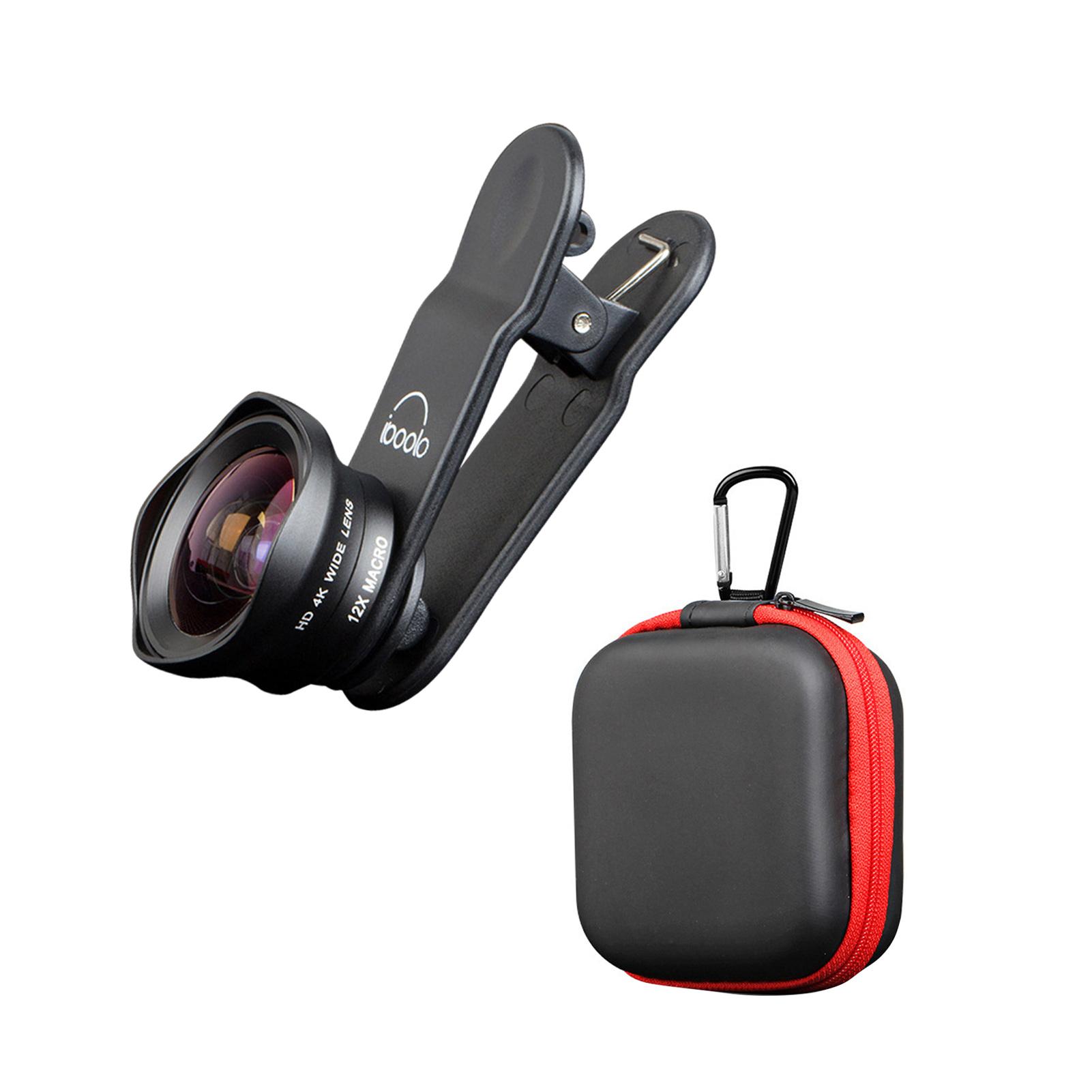 Two in One 16mm Wide Lens + 12X Macro Lens Set Clip-on Phone Camera Lens Add-on Lenses Kit HD Camera Lens Compatible