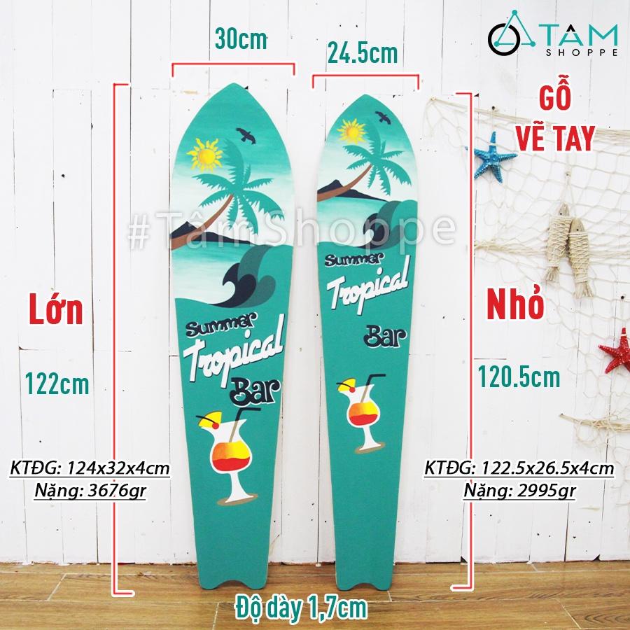 Ván lướt sóng bằng gỗ trang trí phong cách biển Tropical Bar VLS-02