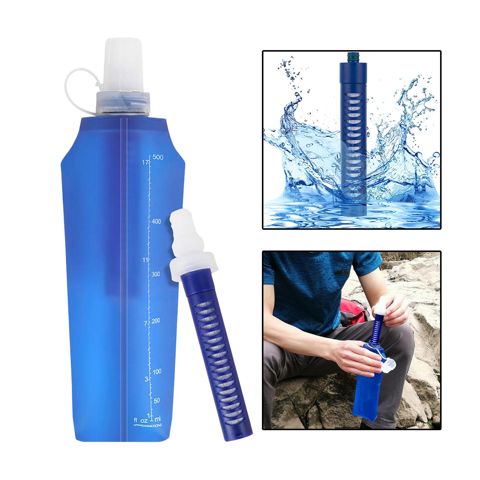 Collapsible Water Filter Canteens for Hiking, Water Bag/Bottle with Filter, Squeeze Water Through a Filter, Lightweight, BPA Free, Leak Proof