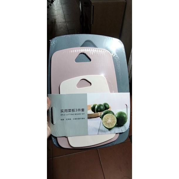 Bộ 3 thớt kháng khuẩn 5D Nhựa PP, set 3 kích thước chống xước chống trơn trượt, dễ vệ sinh