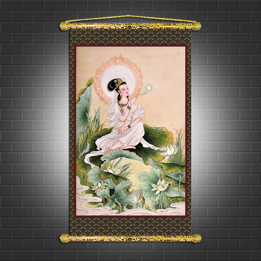 Tranh Liễn Phật Giáo - Quan Thế Âm Bồ Tát 2021 – Vải canvas cao cấp nẹp sáo gỗ tự nhiên nhiều size, nhiều mẫu thiết kế