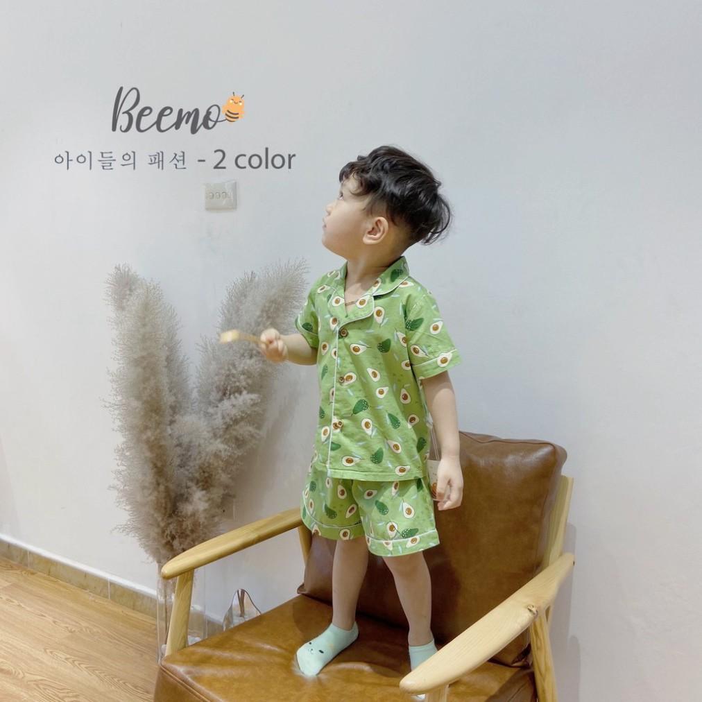 Set bộ Pijama cộc tay cho bé nam nữ Beemo - Chất liệu thô Hàn, họa tiết quả bơ xanh xinh xắn, thoáng mát B050