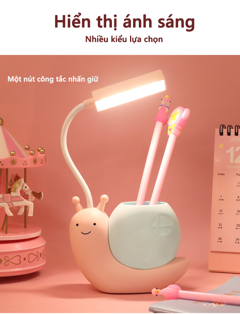 Đèn học để bàn sạc usb hình thú dễ thương Có Thể Gập Xoay 360 độ LED Chống Cận - hình ốc sên - màu ngẫu nhiên