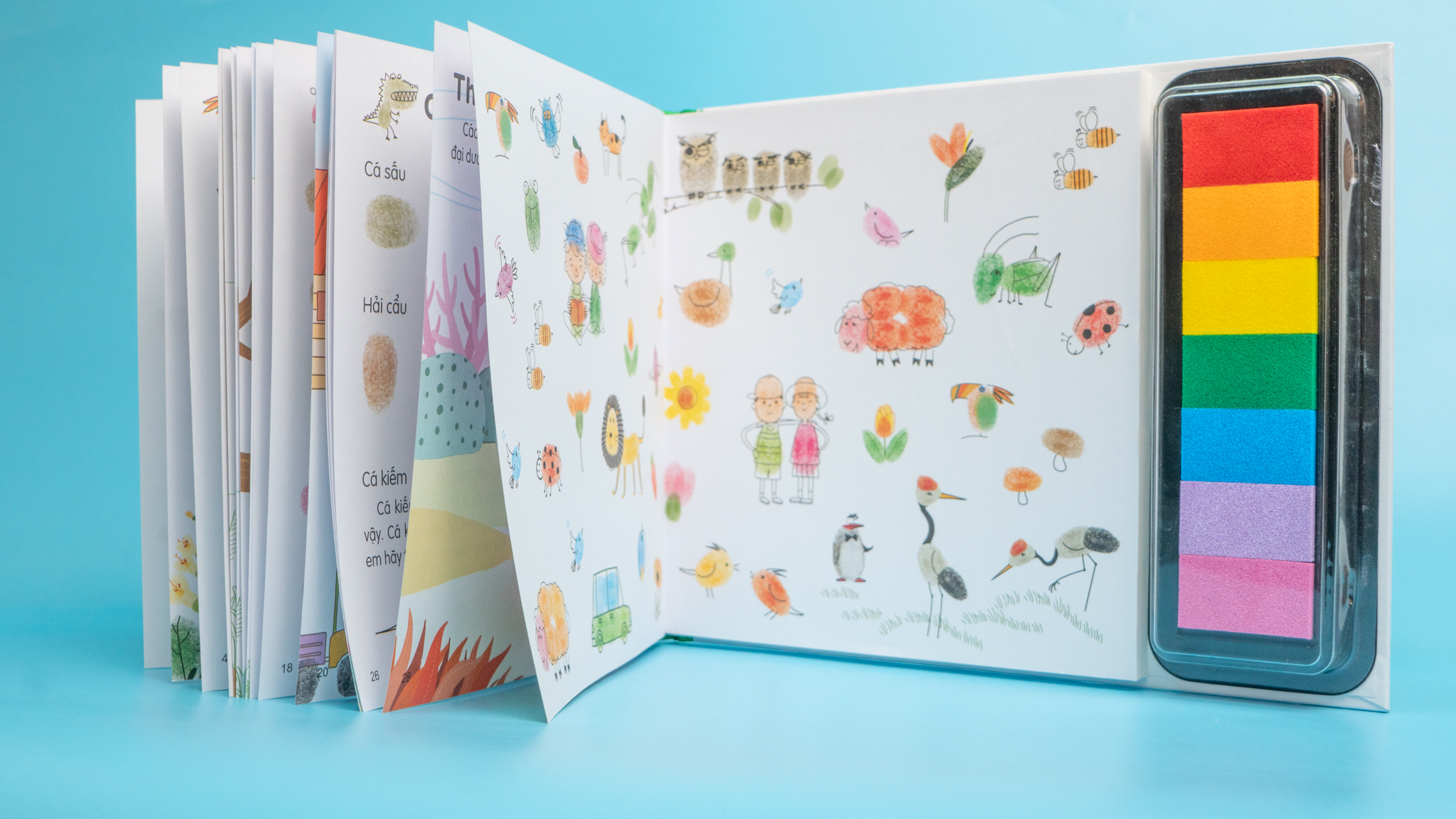 Sách - 100++ ý tưởng sáng tạo vẽ tranh bằng vân tay - Thực vật và Động vật - Đinh Tị Books