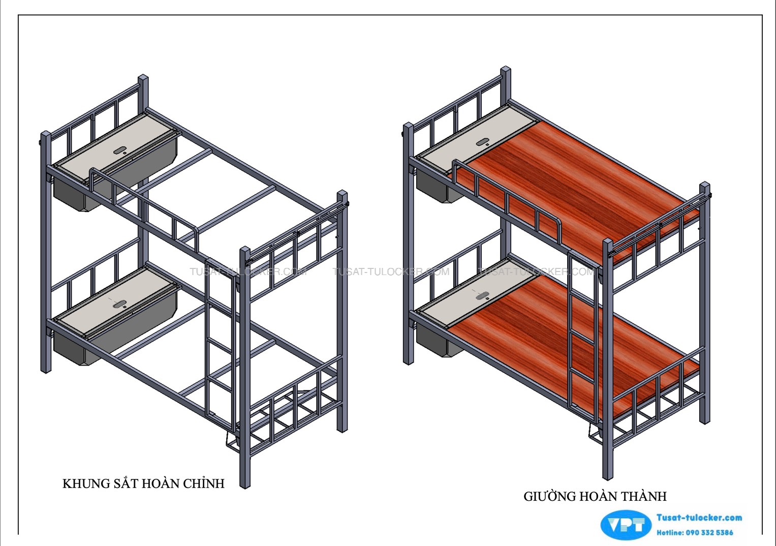 GƯỜNG SẮT QUÂN ĐỘI 2 TẦNG VPT QĐ-01