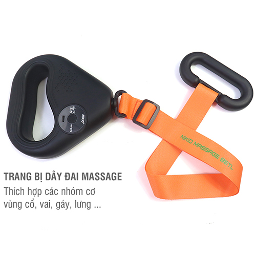 Súng (Máy) Massage Cầm Tay Nikio NK-273 - Hỗ Trợ Mát Xa Giãn Cơ Chuyên Sâu, Thư Giãn, Giảm Đau, Giảm Căng Cứng Cơ Bắp - Đầu Massage Tròn + Dây Đai Matxa