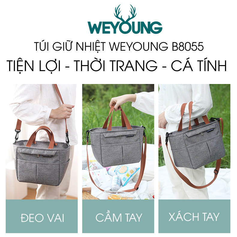 Túi đựng hộp cơm cao cấp. Túi giữ nhiệt đa năng nhiều lớp. Túi đựng đồ ăn trưa. Túi chống toả nhiệt, dày dặn, có tay xách, phong cách Hàn Quốc thời trang, hiện đại. B8055