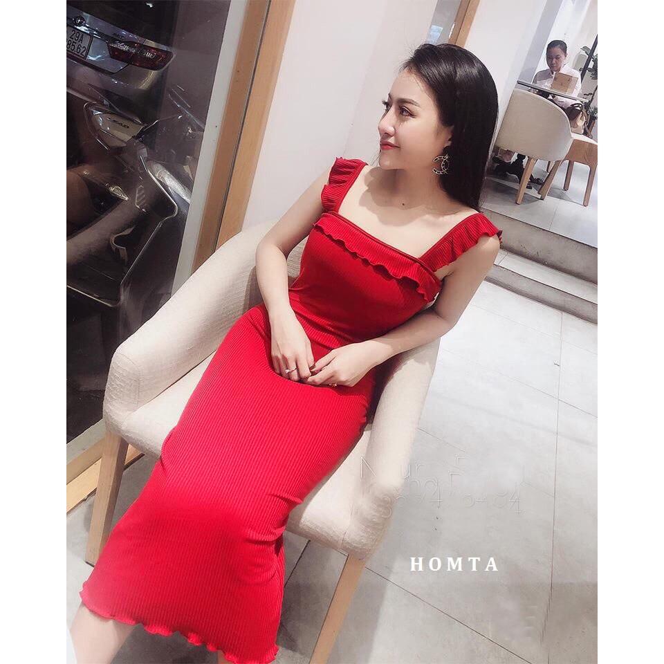 Đầm Body Bèo Vai Thun Gân