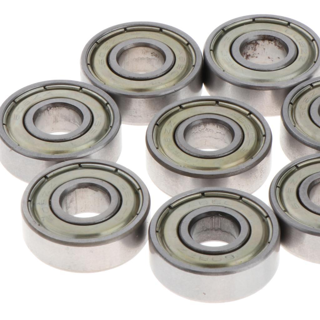 8 Pieces Silver Premium ABEC-7 Precision 608 Z Skateboard Ball Bearing Skate Board Deck Longboard Bearings for Scooter Inline and Roller Skates