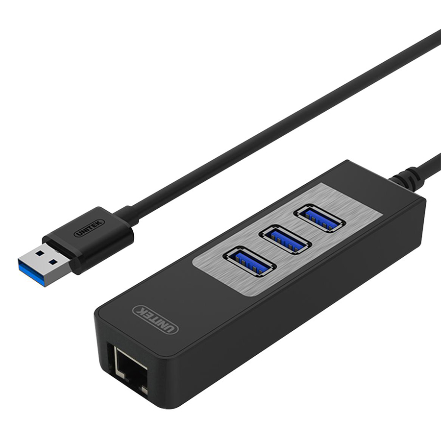 Bộ Chia USB 3.0 Ra 3 Cổng USB 3.0 With Lan Gigabit Unitek Y-3045C - Hàng Nhập Khẩu