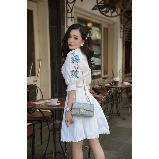 ĐẦM XOÈ THÊU HOA CAO CẤP