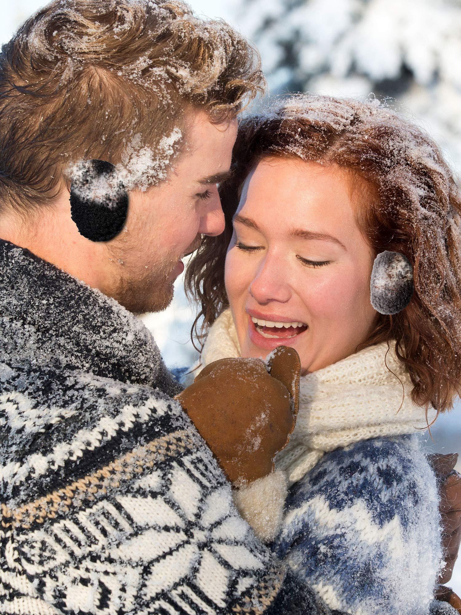 2 Cặp Bandless Tai Bịt Tai Bịt Tai Giữ Ấm Tai Lông Tơ Mùa Đông Bịt Tai Dành Cho Nữ Ngoài Trời, Xám Và Đen